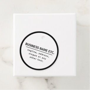 Business Name & Slogan/other text Black & White Favour Tags