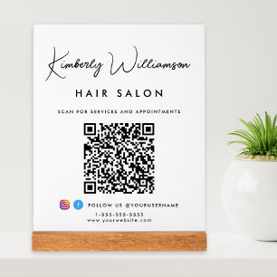 Business Name Stylish Signature Script QR Code Acrylic Sign