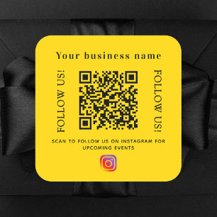 Business name yellow qr code Instagram Square Sticker