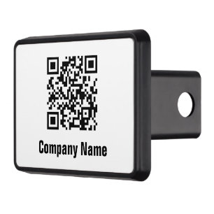 Business NameBlack and White QR Code Text Template Trailer Hitch Cover