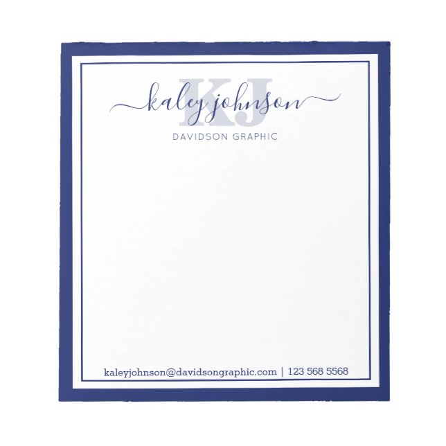 Business Navy Name | From The Desk Of Notepad (Front)