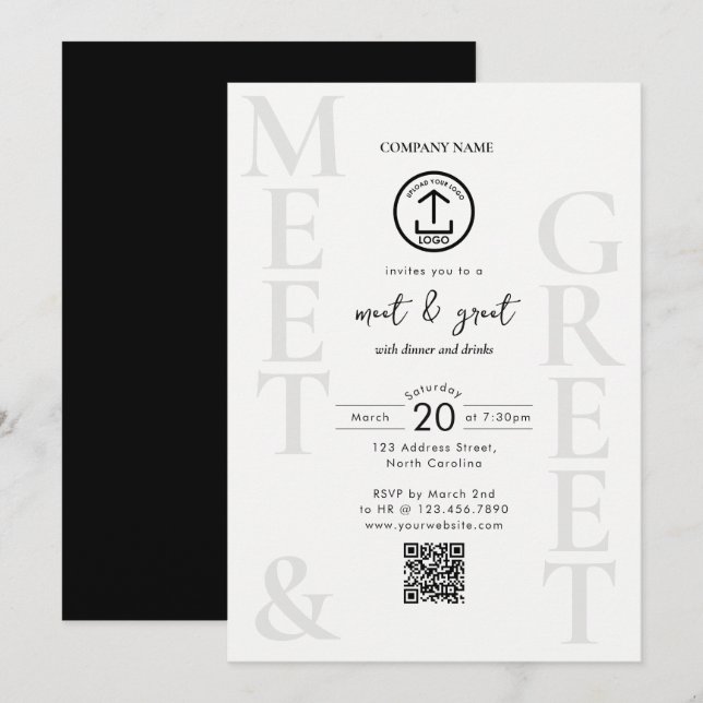 Business Networking Dinner Event Logo QR Code Invitation (Front/Back)