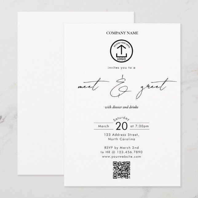 Business Networking Dinner Event Logo Script Invitation (Front/Back)
