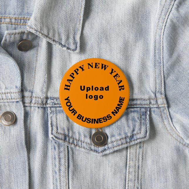 Business New Year Greeting on Orange Colour Round 3 Inch Round Button (In Situ)