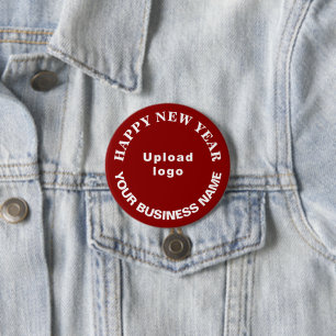 Business New Year Greeting on Red Round Button