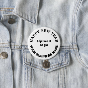 Business New Year Greeting on White Round Button