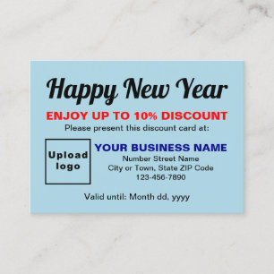 Business New Year Light Blue Discount Card