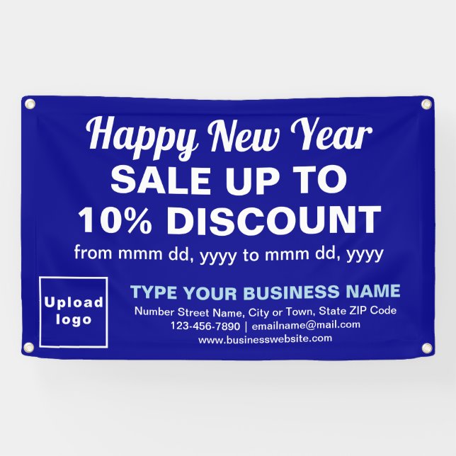 Business New Year Sale on Blue Rectangle Banner (Horizontal)