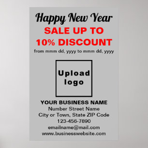 Business New Year Sale on Grey Poster