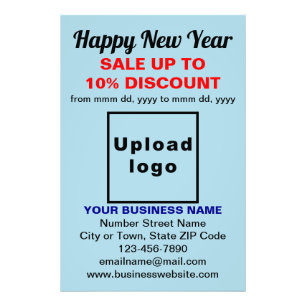 Business New Year Sale on Light Blue Photo Paper Print