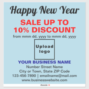 Business New Year Sale on Light Blue Vinyl Sticker