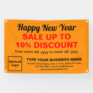 Business New Year Sale on Orange Colour Rectangle Banner
