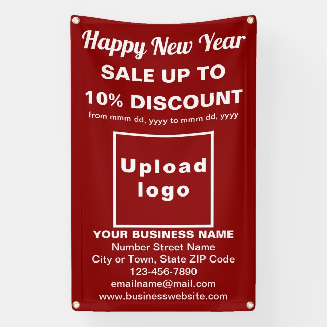 Business New Year Sale on Red Banner (Vertical)