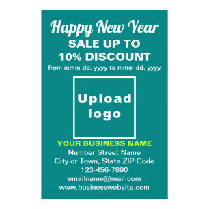 Business New Year Sale on Teal Green Photo Paper Print