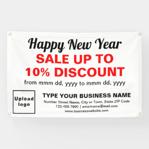 Business New Year Sale on White Rectangle Banner