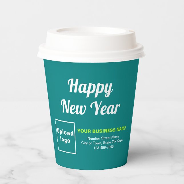 Business New Year Teal Green Paper Cup (Front)