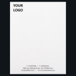 Business Office Letterhead with Logo Personalized<br><div class="desc">Custom Simple Black and White Business Office Letterhead with Logo - Add Your Logo - Image / Address - Contact Information / more - Resize and move or remove and add elements / image with customization tool.</div>