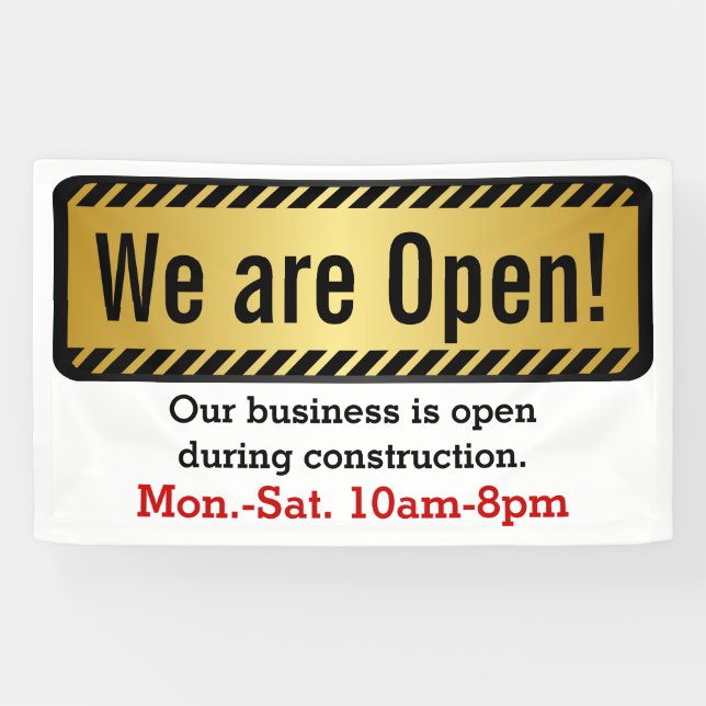 Business Open During Construction Jobsite Sign (Horizontal)
