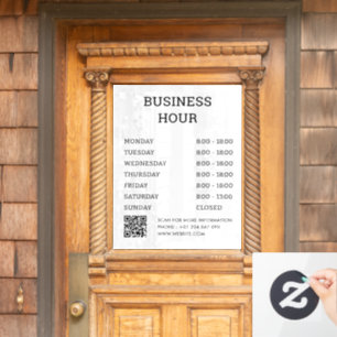 Business Opening Hours & Contact Information  Window Cling