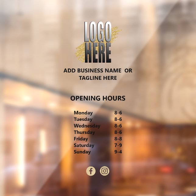 Business Opening Hours with Logo  Window Cling (Sheet 2)