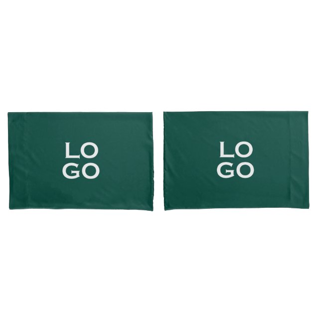 Business or Company Custom Logo on Forest Green Pillowcase (Front-Set)
