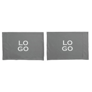 Business or Company Custom Logo on Grey Pillowcase