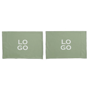 Business or Company Custom Logo on Sage Green Pillowcase