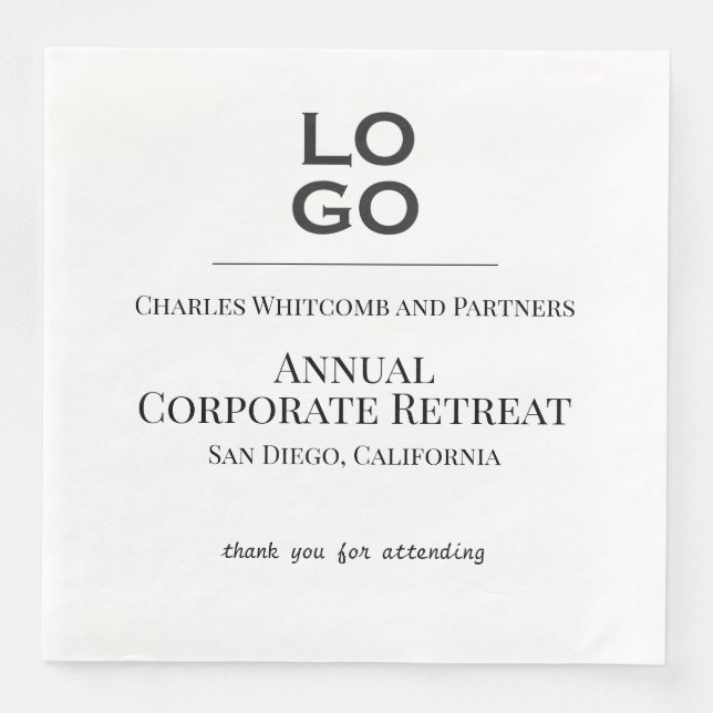 Business or Corporate Event Custom Logo  Napkin (Front)