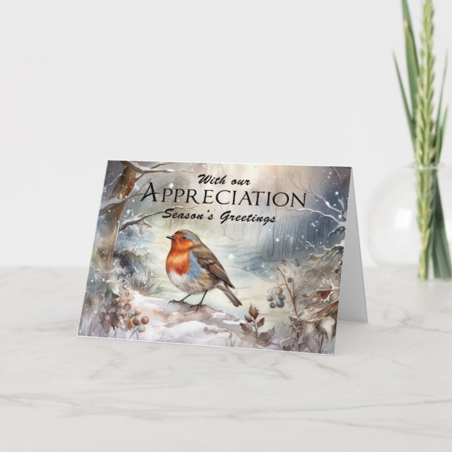 Business or Group Season's Greetings Christmas  Thank You Card (Front)