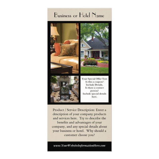 Business or Hotel Rack Cards (Front)