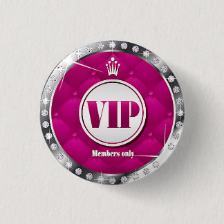 Business or Party Hot Pink Diamond VIP 1 Inch Round Button