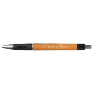 Business Orange and White Script Text Company Name Pen