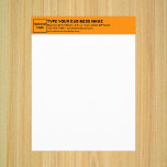 Business Orange Colour Letterhead on Paper Sheet<br><div class="desc">Paper sheet with customizable heading. Paper sheet as letterhead. Customize the heading by uploading your business logo, typing your business or company name, address, phone number, e-mail and website or social media page. Paper sheet with your business name on heading to advertise your business or promote your brand name to...</div>