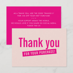 BUSINESS ORDER INSERT modern thank you bright pink
