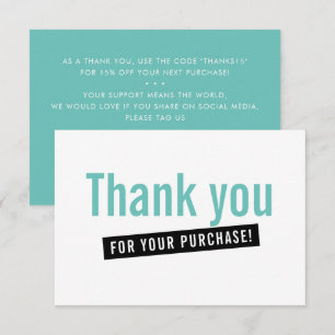 BUSINESS ORDER INSERT modern thank you mint black Card