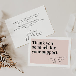 BUSINESS ORDER INSERT trendy thank you blush pink Card