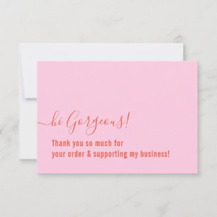 BUSINESS ORDER THANK YOU modern insert pink orange Card
