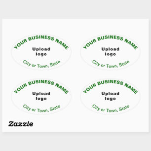 Business Oval Pattern Green Texts on White Sticker