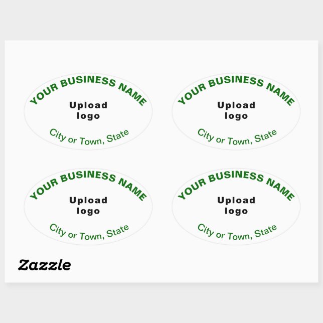 Business Oval Pattern Green Texts on White Sticker (Sheet)