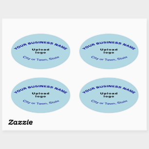 Business Oval Pattern Texts on Light Blue Sticker