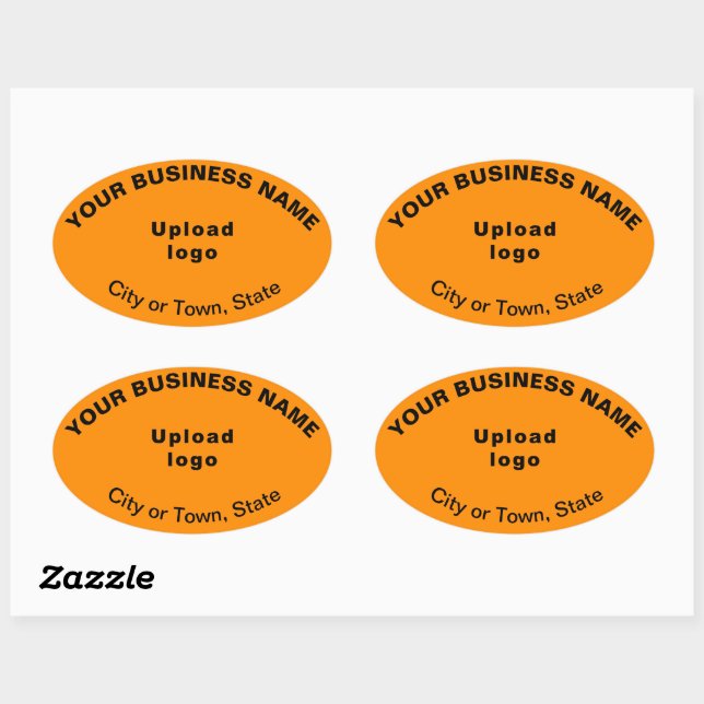 Business Oval Pattern Texts on Orange Sticker (Sheet)