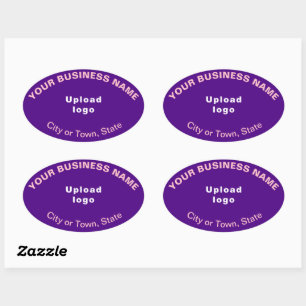 Business Oval Pattern Texts on Purple Sticker