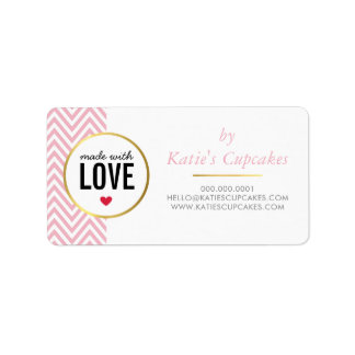BUSINESS PACKAGING made with love pink chevron Label