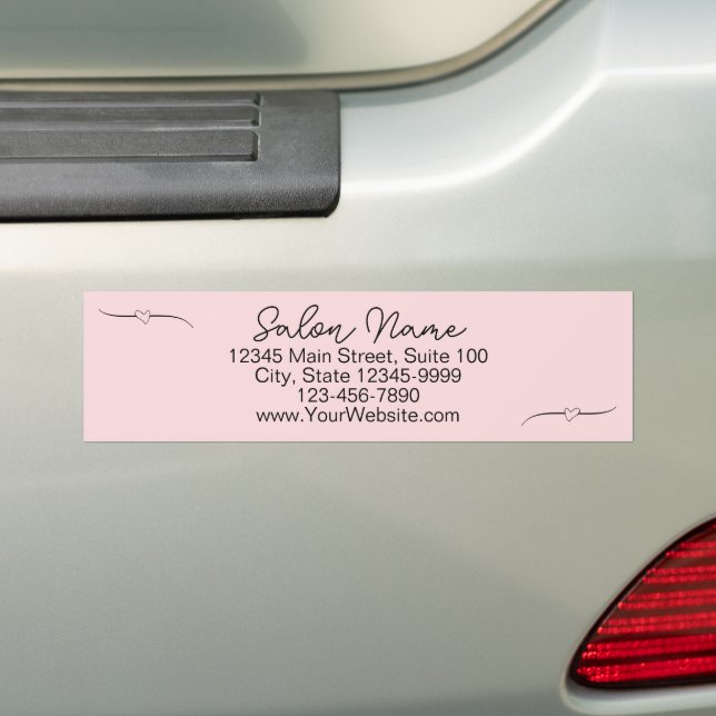 Business Pale Pink & Black Name Handwritten Script Bumper Sticker (On Car)