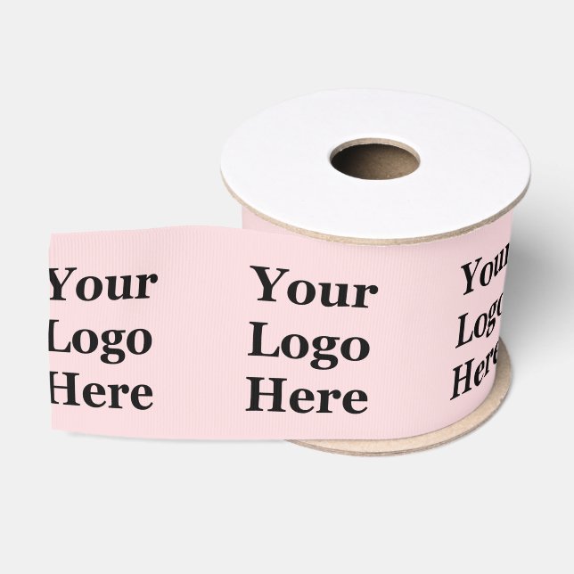 Business Pale Pink Your Logo Here Pattern Template Grosgrain Ribbon (Spool)