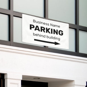 Business Parking Directional Right Arrow White Banner