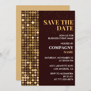 Business party invite Save the date Gold