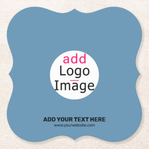 Business Party Promo Customizable Dusty Blue  Paper Coaster