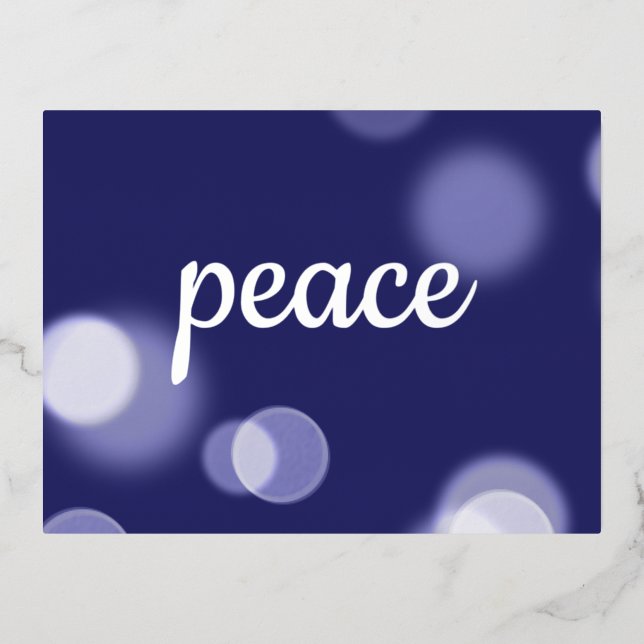 Business Peace Blue Foil Holiday Postcard (Front)