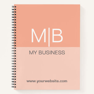 Business Peach Monogram  Notebook